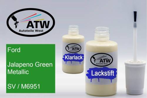 Ford, Jalapeno Green Metallic, SV / M6951: 20ml Lackstift + 20ml Klarlack - Set, von ATW Autoteile West.